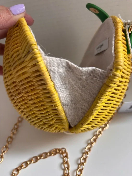 NWT Haute Hippie Style Lemon Fruit Wicker Crossbody Bag Purse - Picture 8 of 8